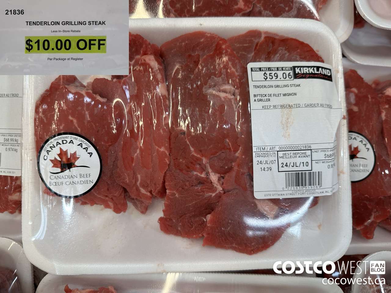 21836 TENDERLOIN GRILLING STEAK ($10.00 INSTANT SAVINGS)