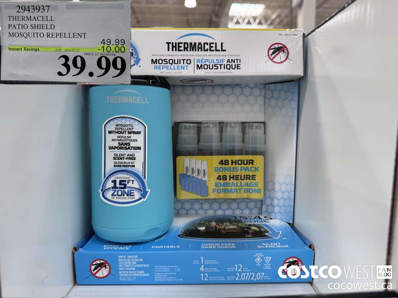 2943937 THERMACELL PATIO SHIELD MOSQUITO REPELLENT ($10.00 INSTANT SAVINGS EXPIRES ON 2024-07-21) $39.99
