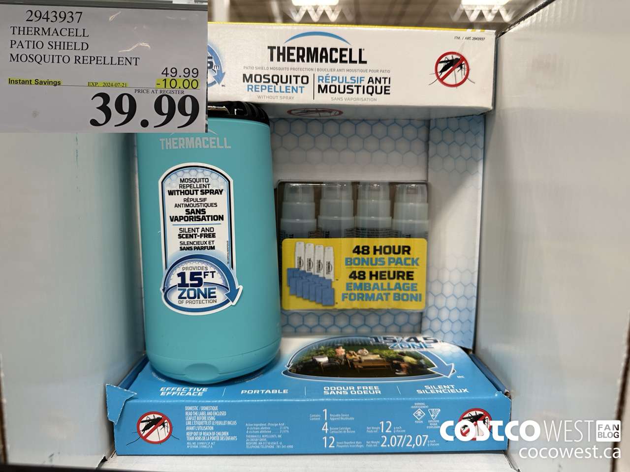 2943937 THERMACELL PATIO SHIELD MOSQUITO REPELLENT ($10.00 INSTANT SAVINGS EXPIRES ON 2024-07-21) $39.99