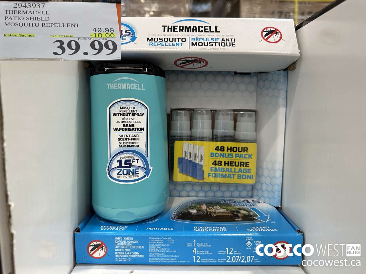 2943937 THERMACELL PATIO SHIELD MOSQUITO REPELLENT ($10.00 INSTANT SAVINGS EXPIRES ON 2024-08-04) $39.99
