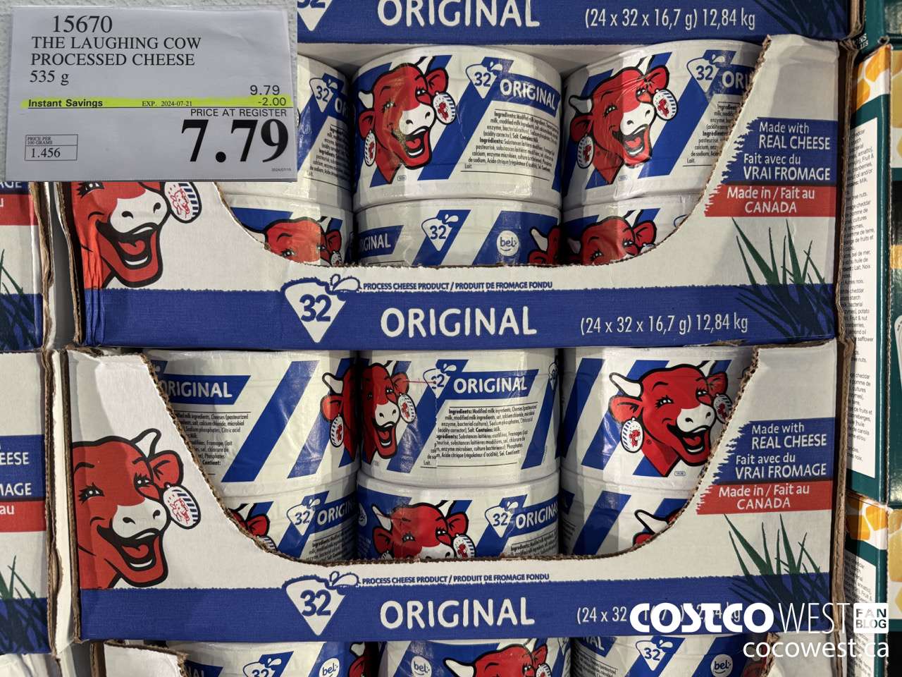 15670 THE LAUGHING COW PROCESSED CHEESE 535 g ($2.00 INSTANT SAVINGS EXPIRES ON 2024-07-21) $7.79