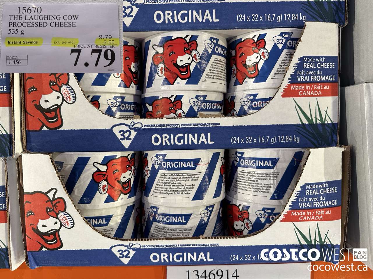 15670 THE LAUGHING COW PROCESSED CHEESE 535 g ($2.00 INSTANT SAVINGS EXPIRES ON 2024-07-21) $7.79