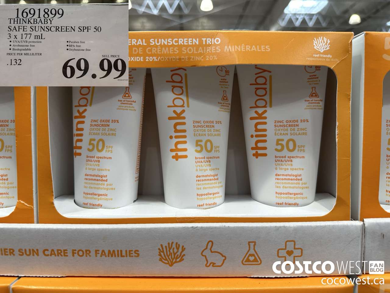 1691899 THINKBABY SAFE SUNSCREEN SPF 50 3 x 177 ml $69.99