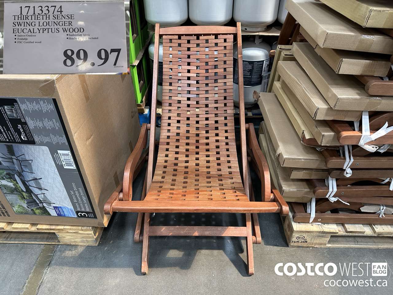 1713374 THIRTIETH SENSE SWING LOUNGER EUCALYPTUS WOOD $89.97