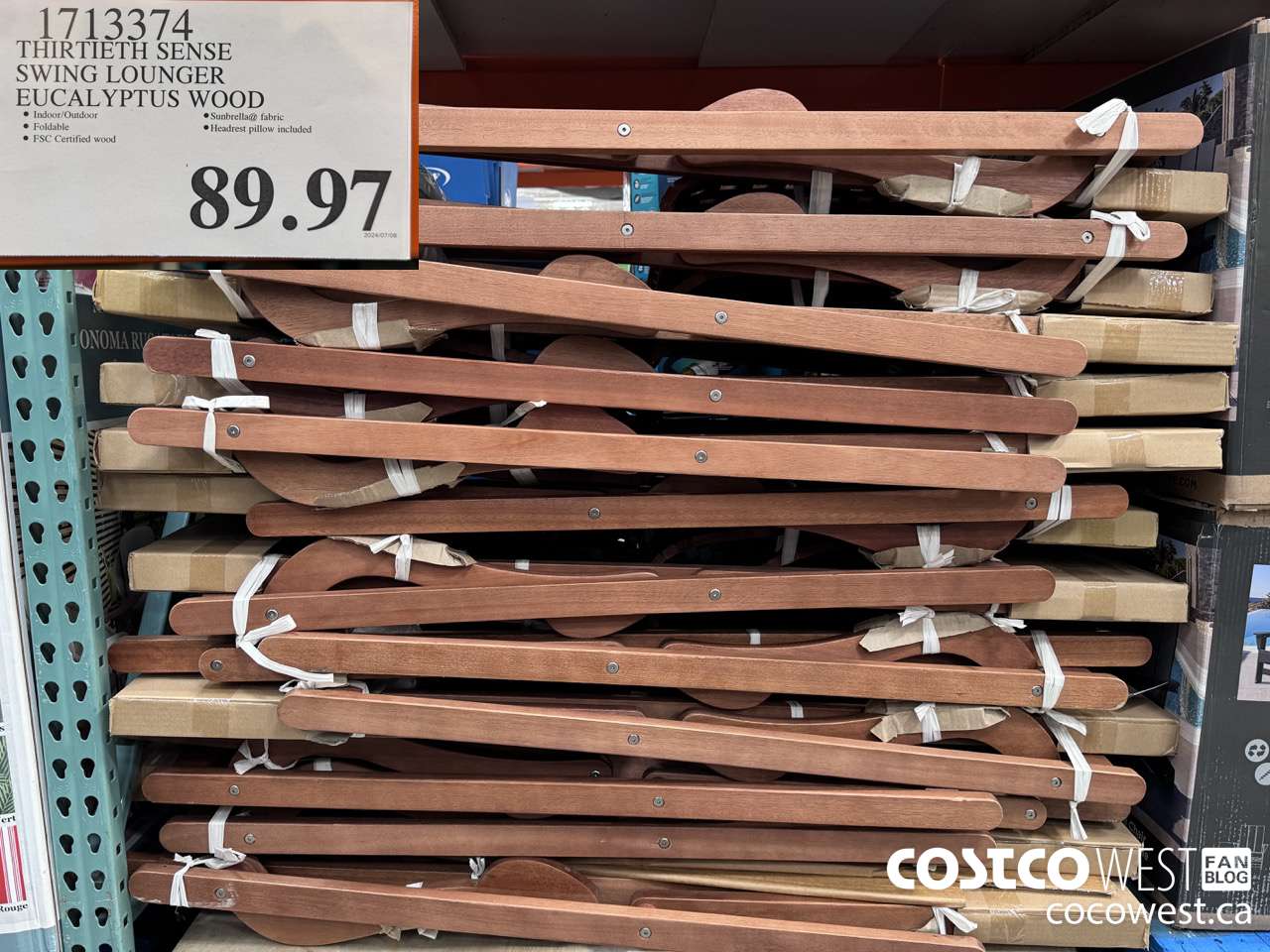 1713374 THIRTIETH SENSE SWING LOUNGER EUCALYPTUS WOOD $89.97