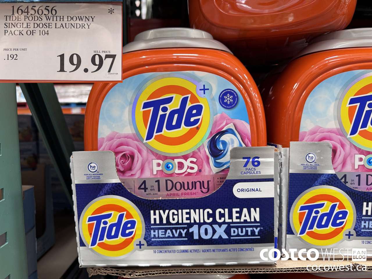 1645656 TIDE PODS WITH DOWNY SINGLE DOSE LAUNDRY 104 PACS $19.97