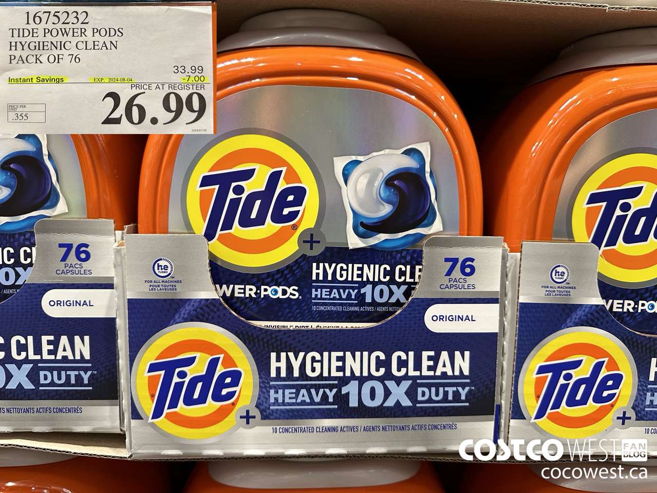 1675232 TIDE POWER PODS HYGIENIC CLEAN PACK OF 76 ($7.00 INSTANT SAVINGS EXPIRES ON 2024-08-04) $26.99
