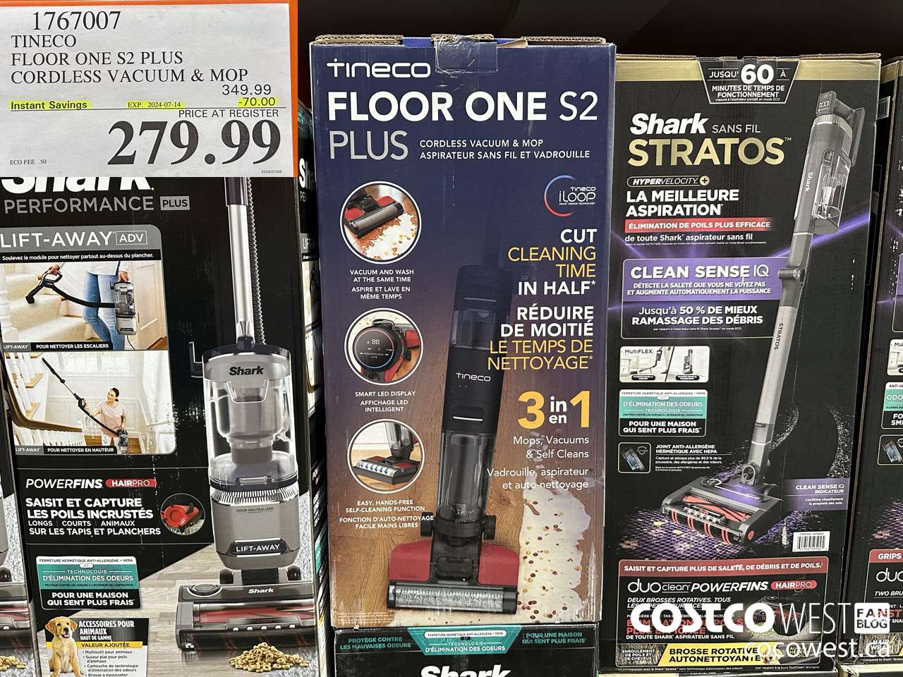 1767007 TINECO FLOOR ONE S2 PLUS CORDLESS VACUUM & MOP ($70.00 INSTANT SAVINGS EXPIRES ON 2024-07-14) $279.99