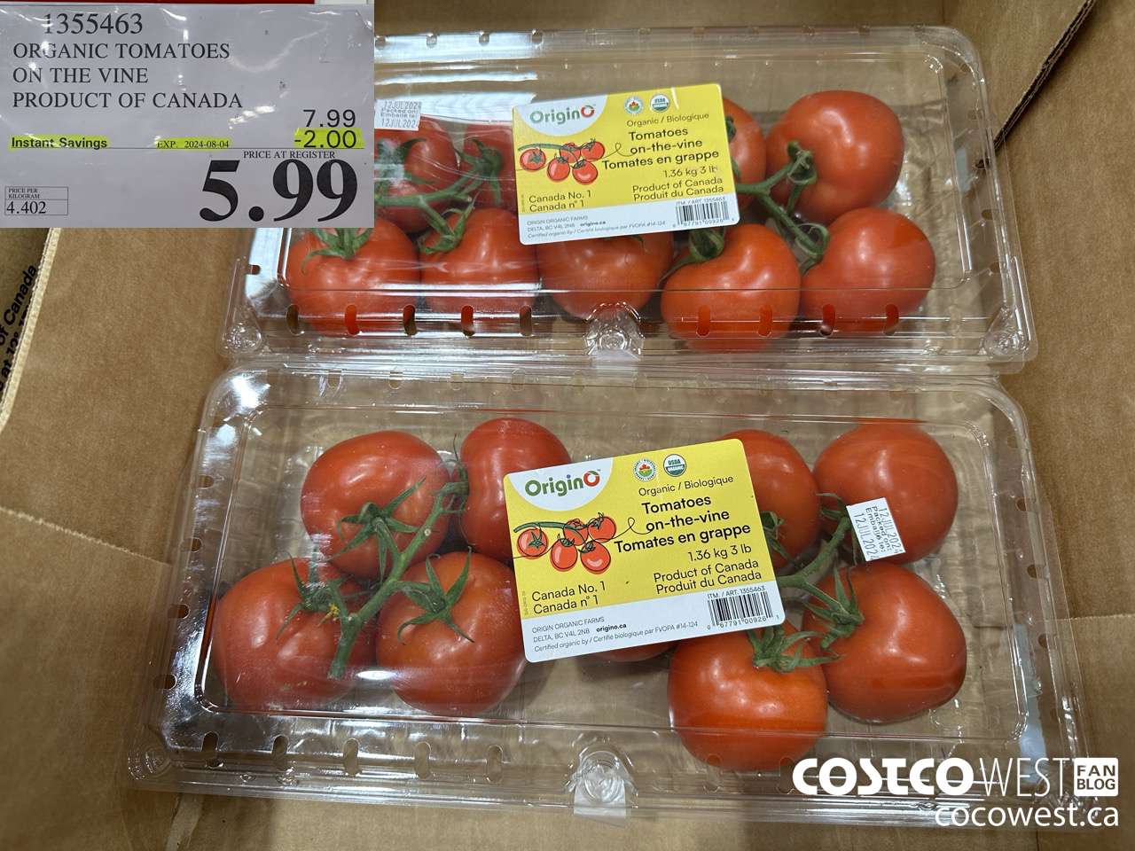 355463 TOMATOES ON THE VINE PRODUCT OF CANADA ($2.00 INSTANT SAVINGS EXPIRES ON 2024-08-04) $5.99
