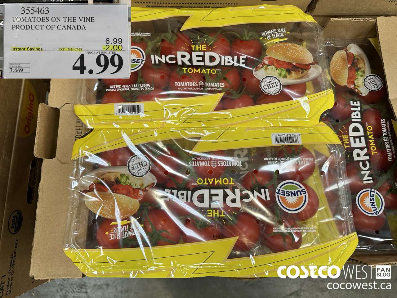 355463 TOMATOES ON THE VINE PRODUCT OF CANADA ($2.00 INSTANT SAVINGS EXPIRES ON 2024-07-28) $4.99