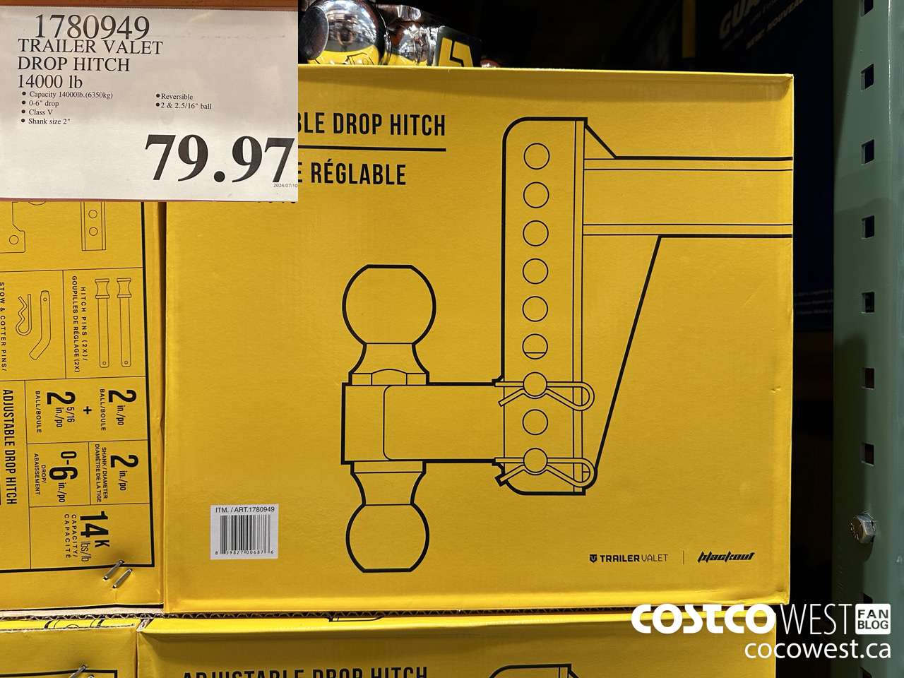 1780949 TRAILER VALET DROP HITCH 14000LB $79.97