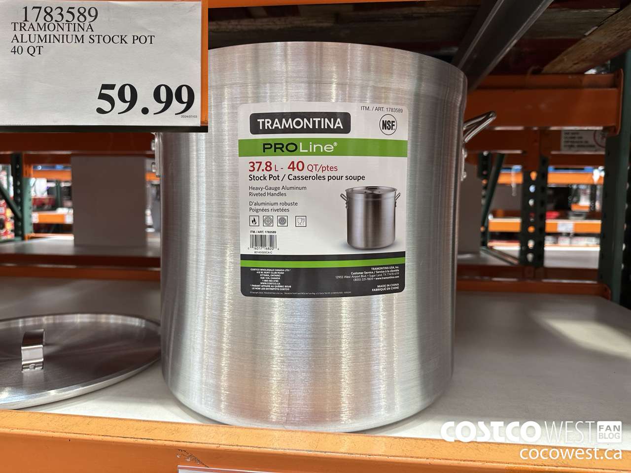 1783589 TRAMONTINA ALUMINIUM STOCK POT 40 QT $59.99