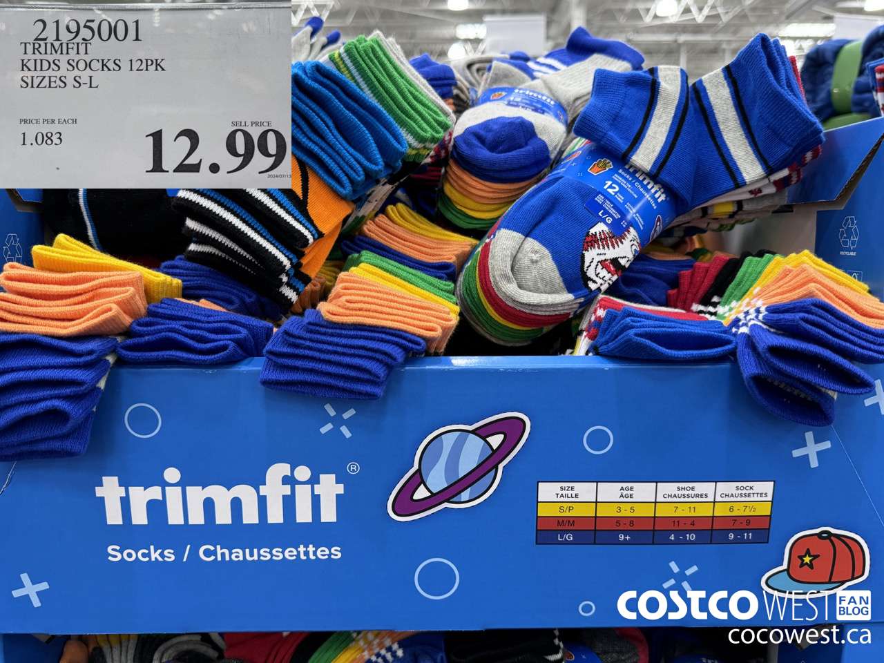 2195001 TRIMFIT KIDS SOCKS 12PK SIZES S-L $12.99