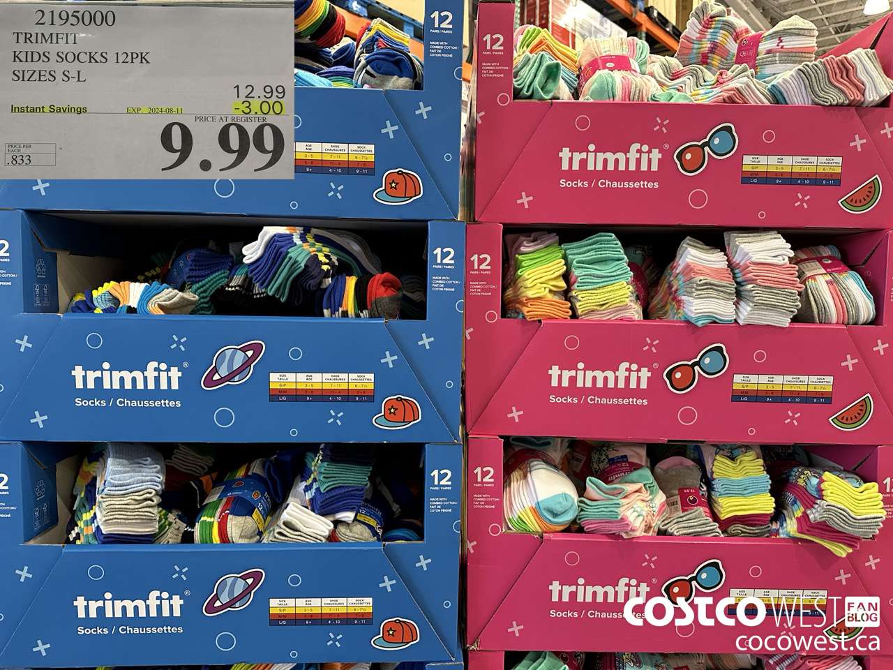 2195000 TRIMFIT KIDS SOCKS 12PK SIZE S-L ($3.00 INSTANT SAVINGS EXPIRES ON 2024-08-11) $9.99