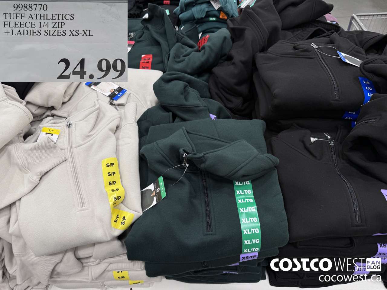 9988770 TUFF ATHLETICS FLEECE 1/4 ZIP LADIES SIZES XS-XL $24.99