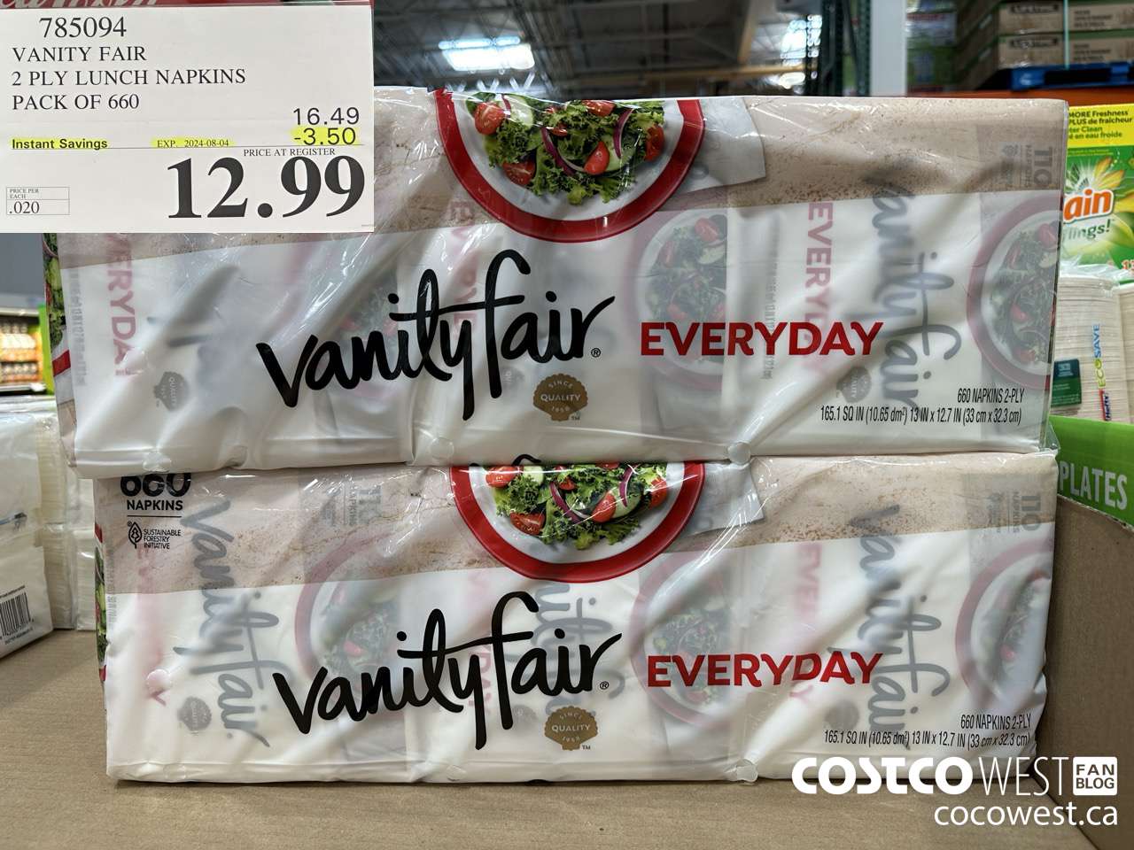 785094 VANITY FAIR 2 PLY LUNCH NAPKIN PACK OF 660 ($3.50 INSTANT SAVINGS EXPIRES ON 2024-08-04) $12.99