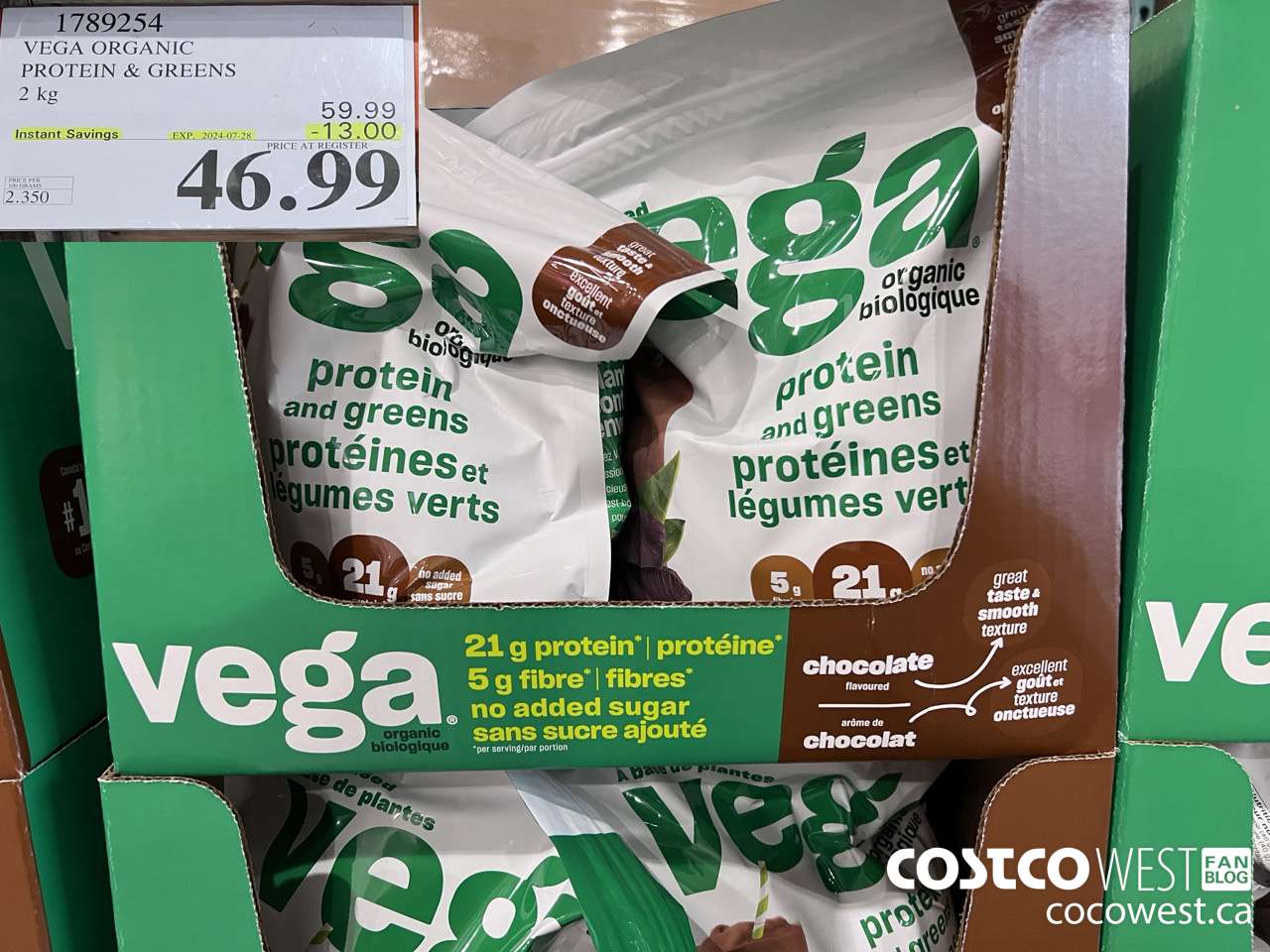 1789254 VEGA ORGANIC PROTEIN & GREENS 2 KG ($13.00 INSTANT SAVINGS EXPIRES ON 2024-07-28) $46.99