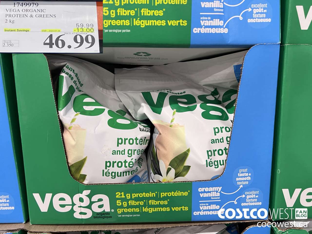 1749979 VEGA ORGANIC PROTEIN & GREENS 2 KG ($13.00 INSTANT SAVINGS EXPIRES ON 2024-07-28) $46.99