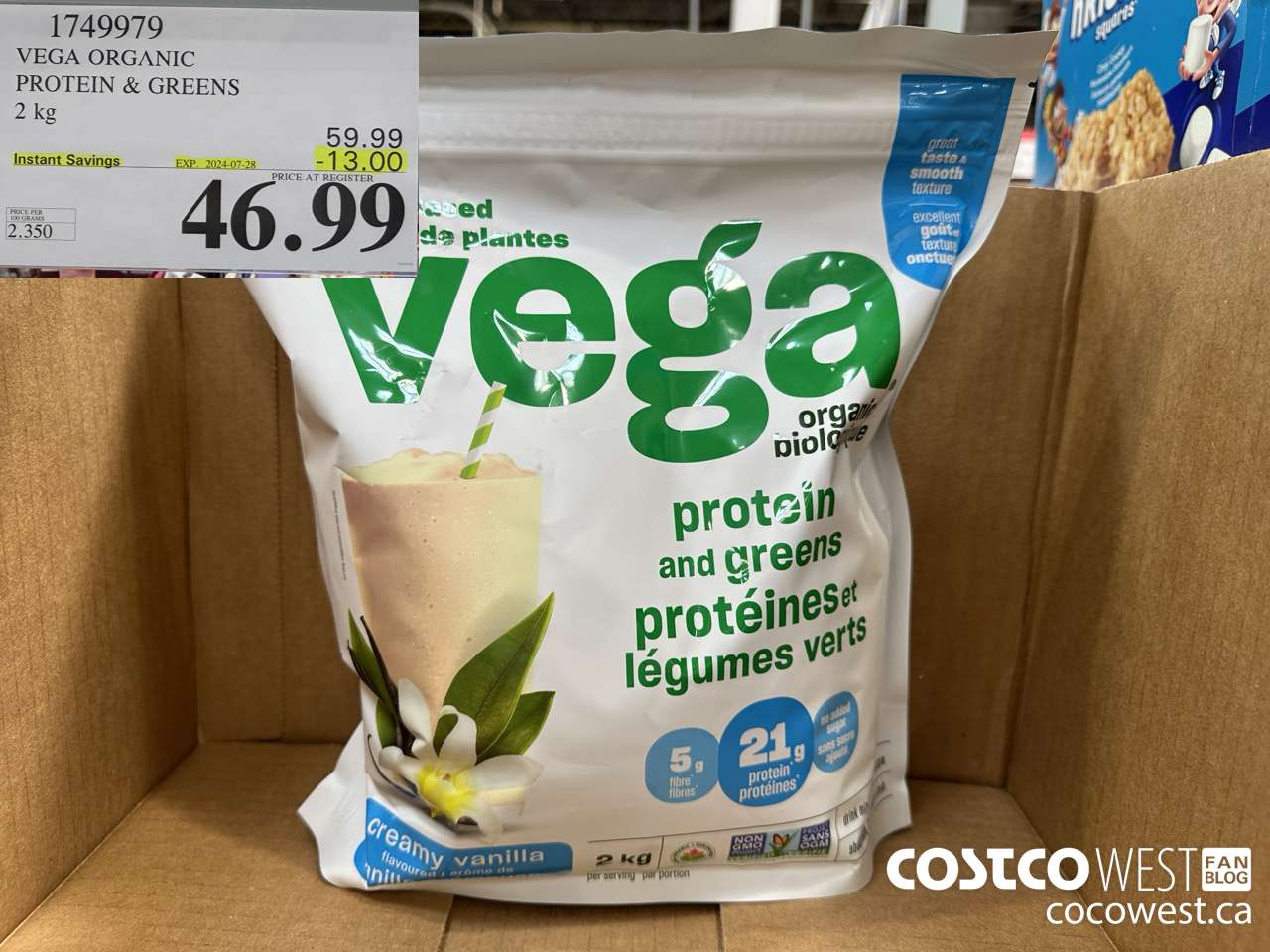 1749979 VEGA ORGANIC PROTEIN & GREENS 2 KG ($13.00 INSTANT SAVINGS EXPIRES ON 2024-07-28) $46.99