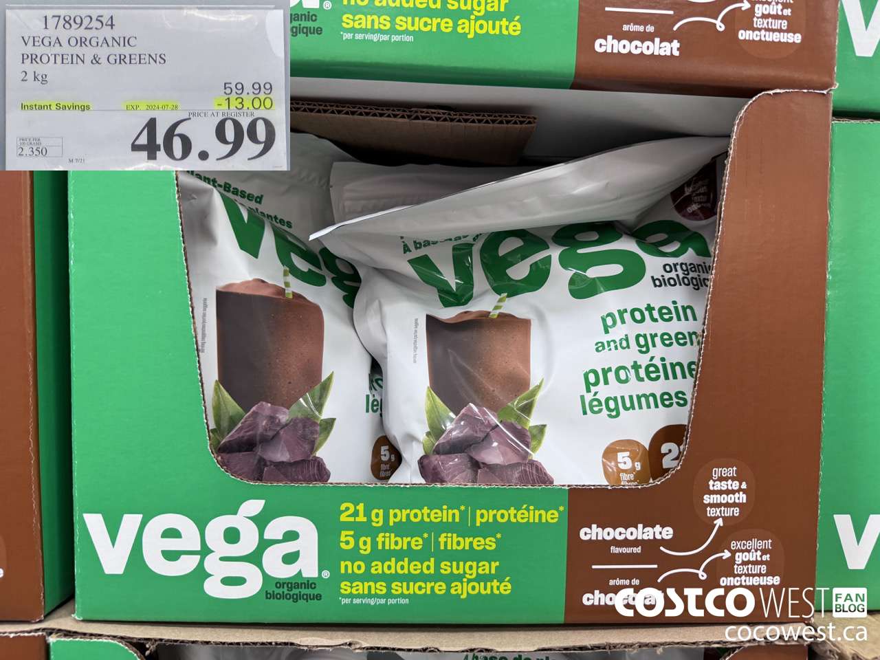 1789254 VEGA ORGANIC PROTEIN & GREENS 2 KG ($13.00 INSTANT SAVINGS EXPIRES ON 2024-07-28) $46.99