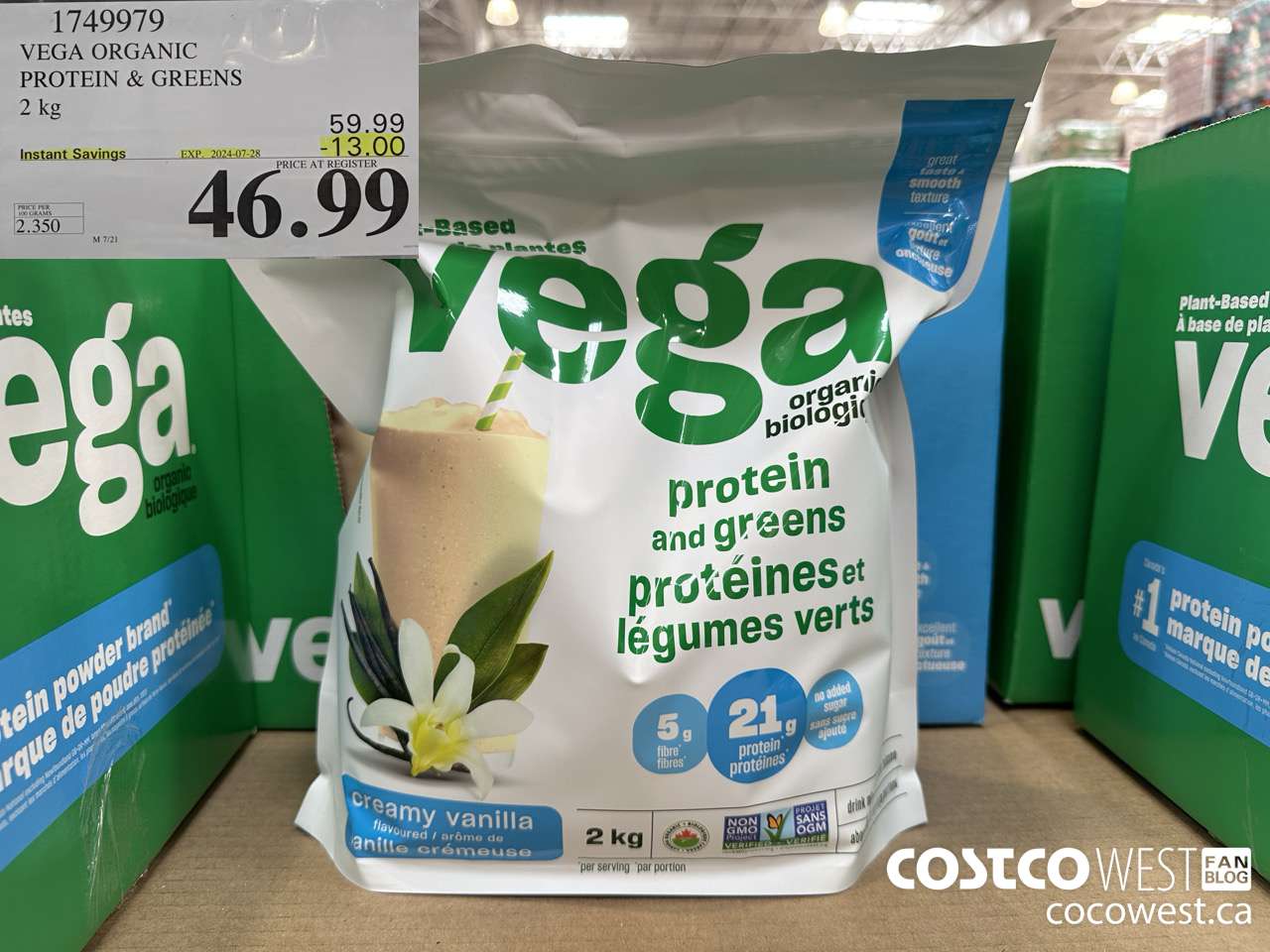 1749979 VEGA ORGANIC PROTEIN & GREENS 2 KG ($13.00 INSTANT SAVINGS EXPIRES ON 2024-07-28) $46.99