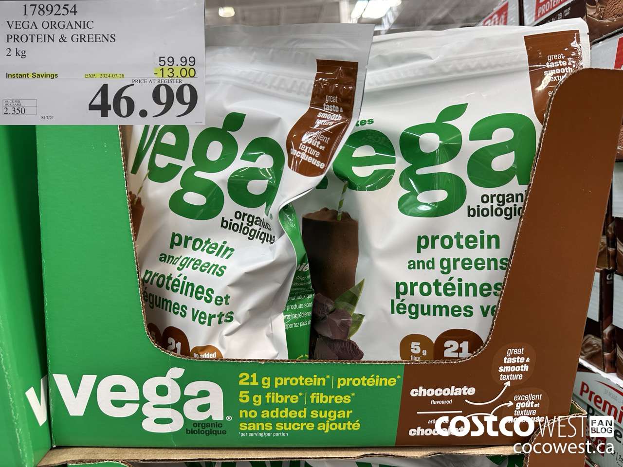 1789254 VEGA ORGANIC PROTEIN & GREENS 2 KG ($13.00 INSTANT SAVINGS EXPIRES ON 2024-07-28) $46.99