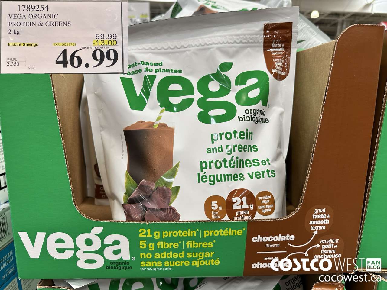 1789254 VEGA ORGANIC PROTEIN & GREENS 2 KG ($13.00 INSTANT SAVINGS EXPIRES ON 2024-07-28) $46.99
