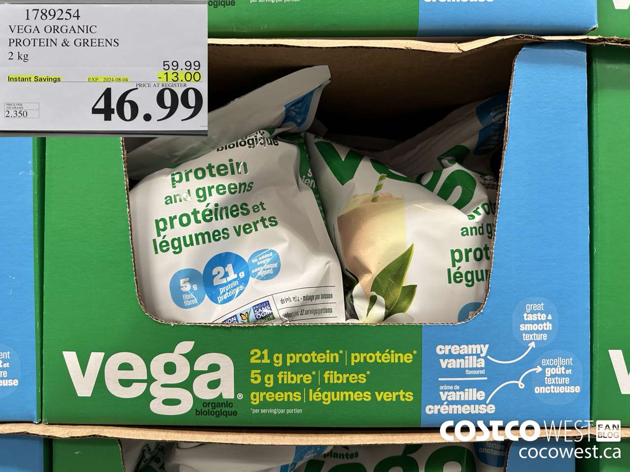 1789254 VEGA ORGANIC PROTEIN & GREENS 2 KG ($13.00 INSTANT SAVINGS EXPIRES ON 2024-08-04) $46.99