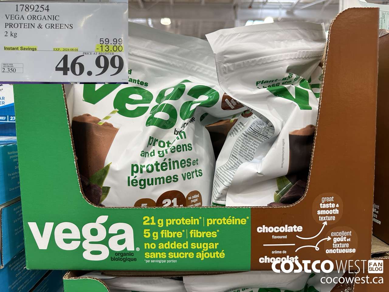 1789254 VEGA ORGANIC PROTEIN & GREENS 2 KG ($13.00 INSTANT SAVINGS EXPIRES ON 2024-08-04) $46.99