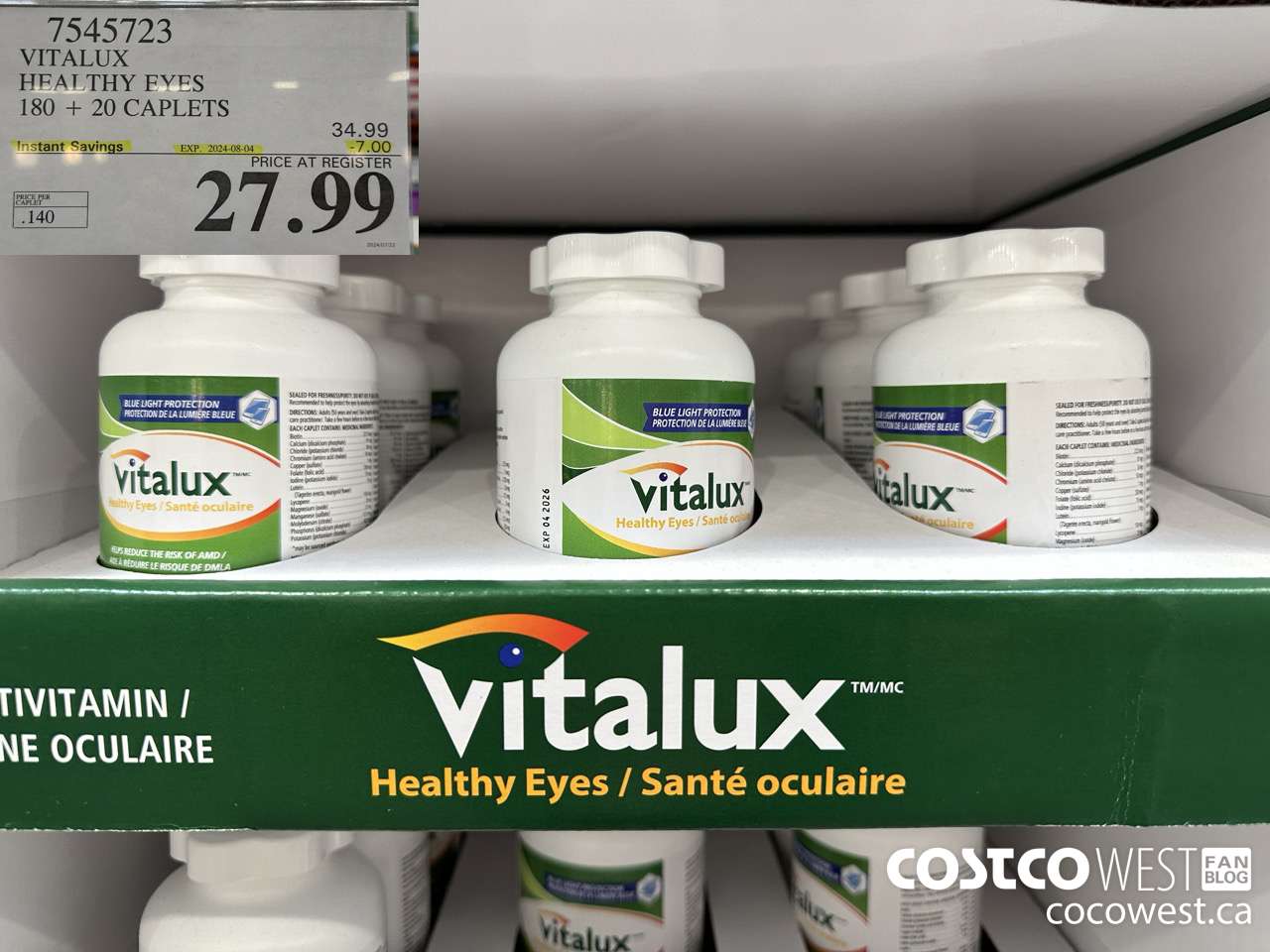 7545723 VITALUX HEALTHY EYES 180 + 20 TABLETS ($7.00 INSTANT SAVINGS EXPIRES ON 2024-08-04) $27.99