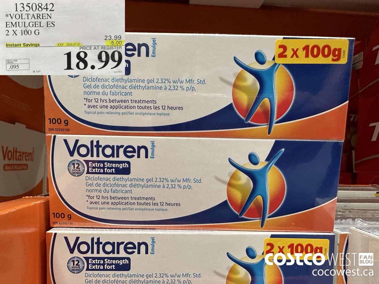 1350842 VOLTAREN EMUGEL ES 2 X 100 G ($5.00 INSTANT SAVINGS EXPIRES ON 2024-07-07) $18.99