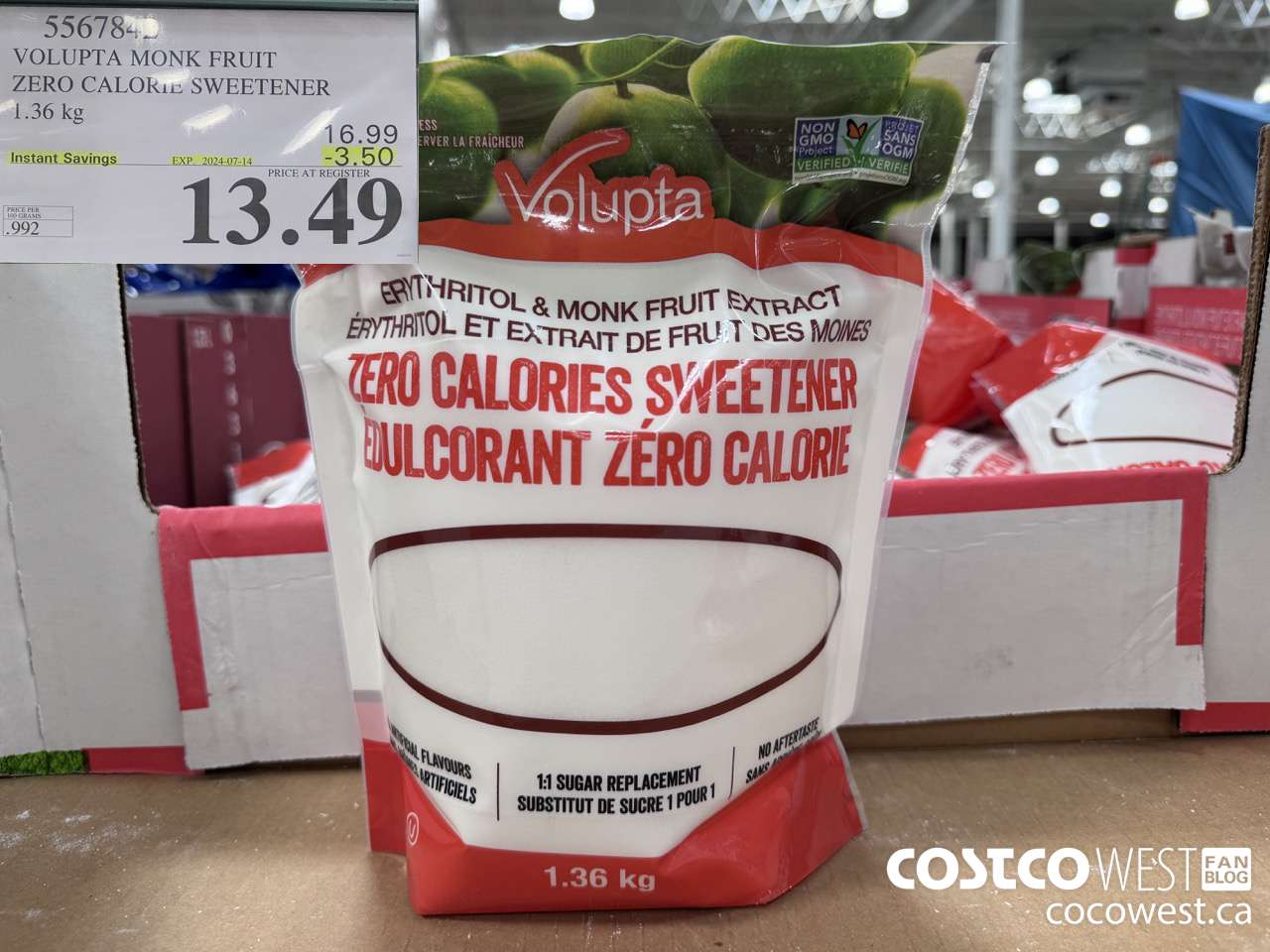 5567842 VOLUPTA MONK FRUIT ZERO CALORIE SWEETENER 1.36KG ($3.50 INSTANT SAVINGS EXPIRES ON 2024-07-14) $13.49