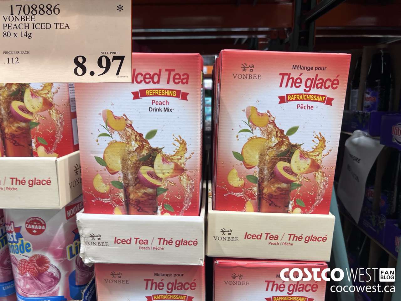 1708886 VONBEE PEACH ICED TEA 80 X 14G $8.97