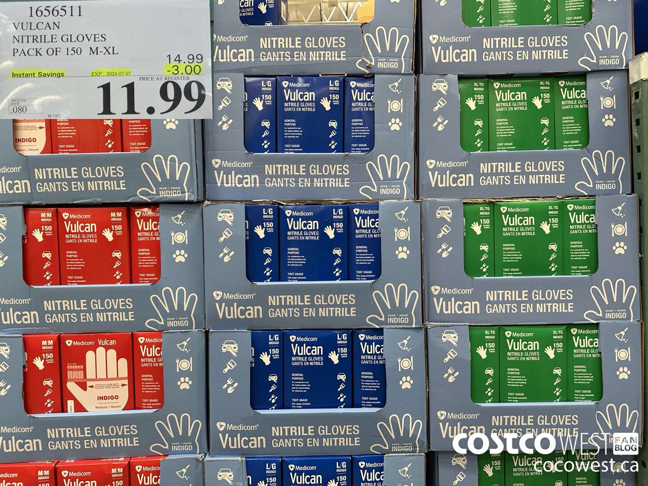 1656511 VULCAN NITRILE GLOVES PACK OF 150 M-XL ($3.00 INSTANT SAVINGS EXPIRES ON 2024-07-07) $11.99