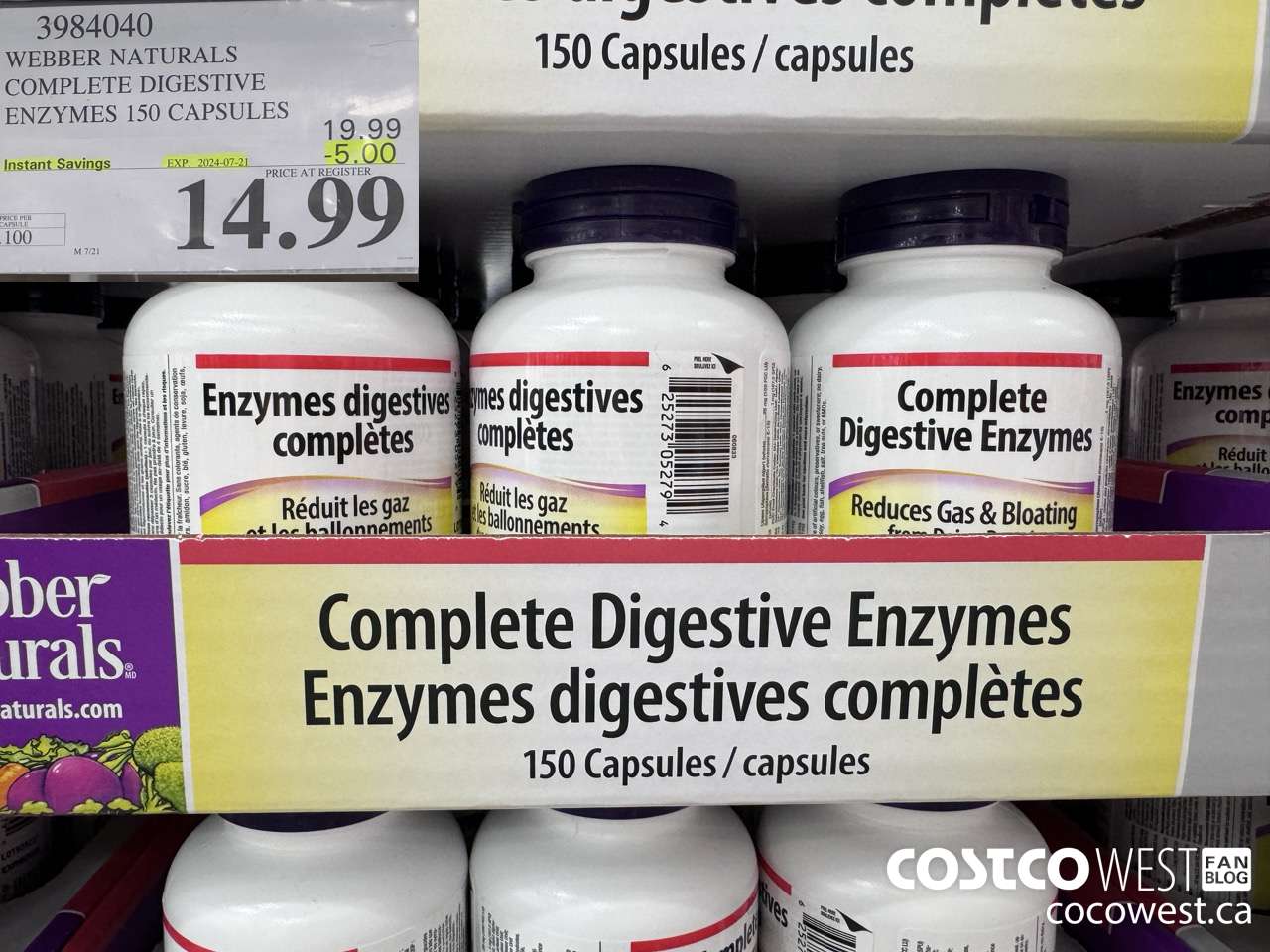 3984040 WEBBER NATURALS COMPLETE DIGESTIVE ENZYMES 150 CAPSULES ($5.00 INSTANT SAVINGS EXPIRES ON 2024-07-21) $14.99