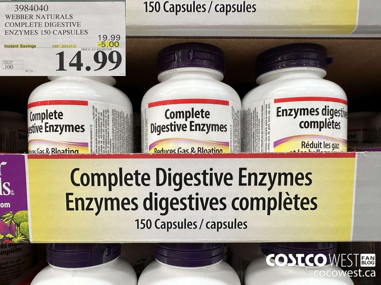 3984040 WEBBER NATURALS COMPLETE DIGESTIVE ENZYMES 150 CAPSULES ($5.00 INSTANT SAVINGS EXPIRES ON 2024-07-21) $14.99
