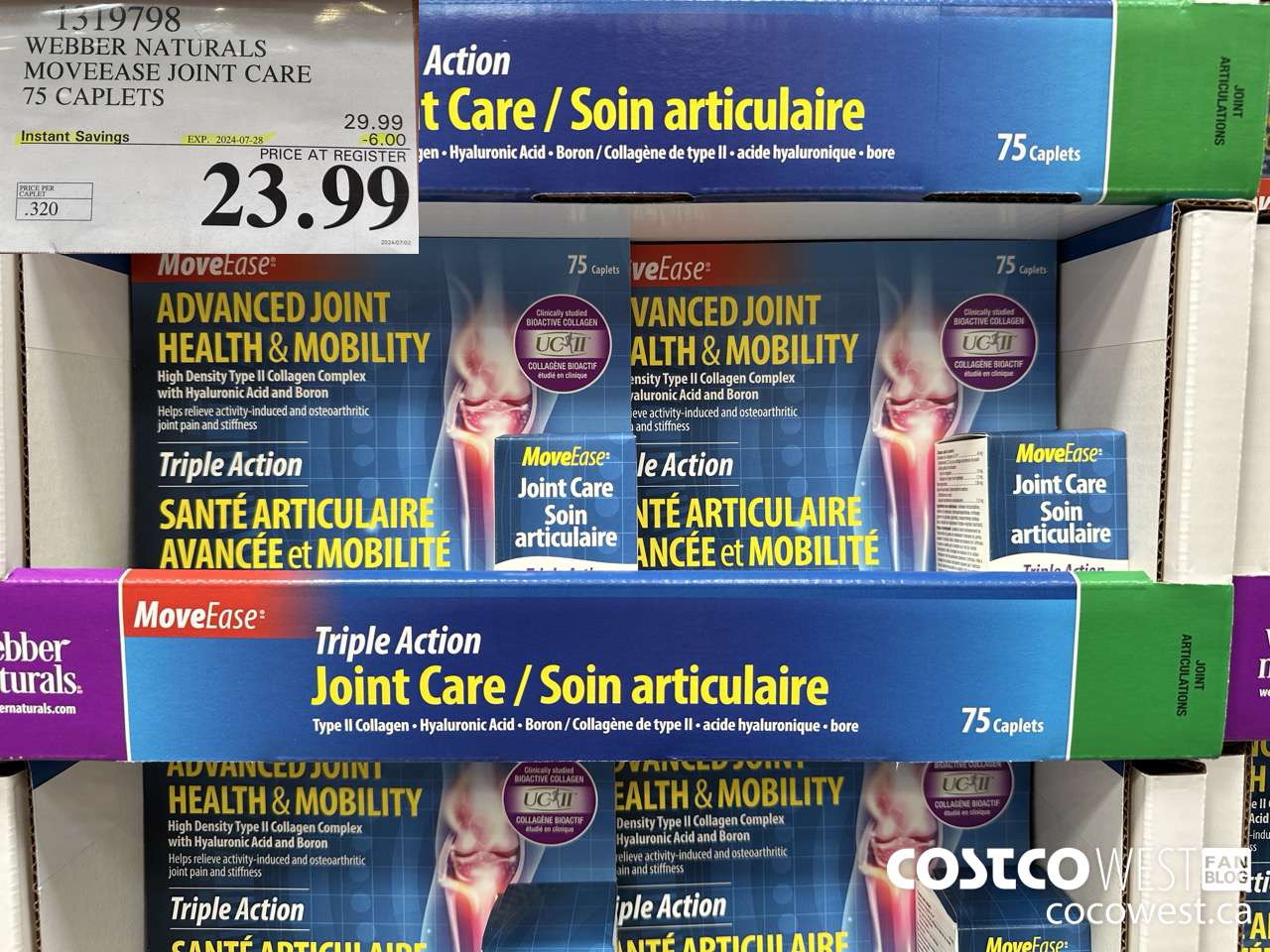 1319798 WEBBER NATURALS MOVEEASE TRIPLE ACTION JOINT 75 CAPLETS ($6.00 INSTANT SAVINGS EXPIRES ON 2024-07-28) $23.99