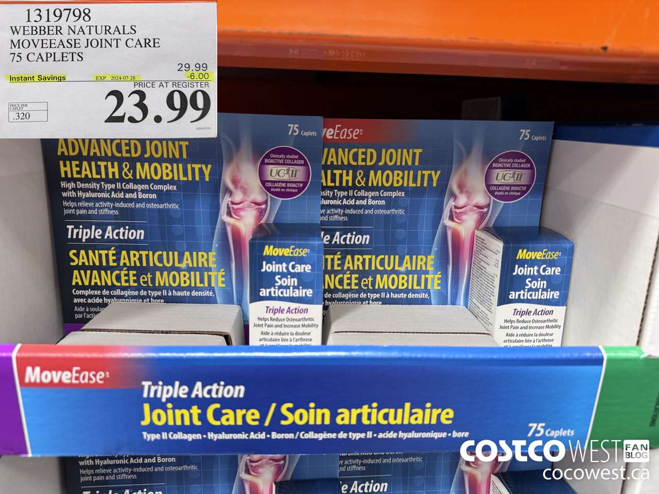 1319798 WEBBER NATURALS MOVEEASE TRIPLE ACTION JOINT 75 CAPLETS ($6.00 INSTANT SAVINGS EXPIRES ON 2024-07-28) $23.99