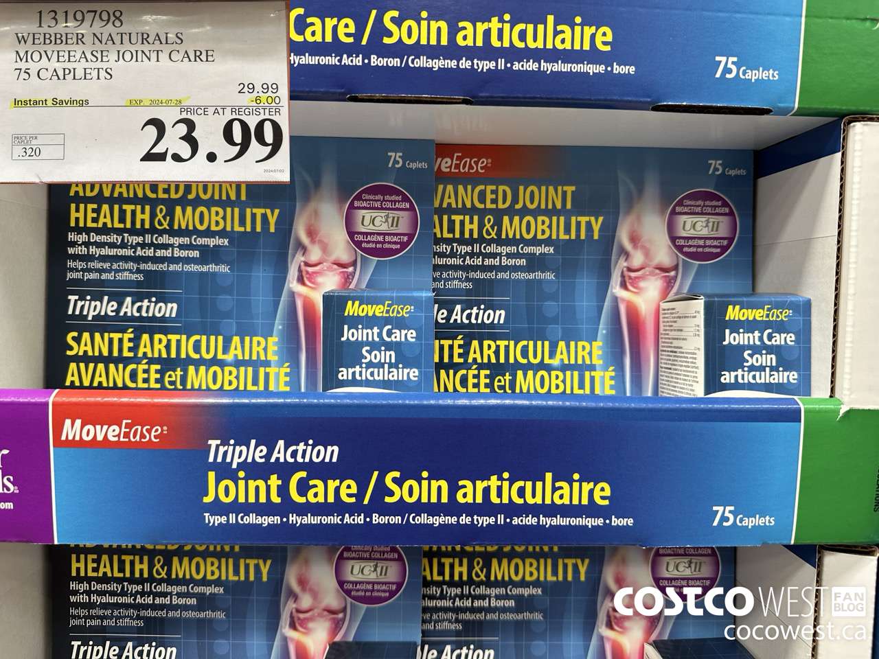 1319798 WEBBER NATURALS MOVEEASE TRIPLE ACTION JOINT 75 CAPLETS ($6.00 INSTANT SAVINGS EXPIRES ON 2024-07-28) $23.99