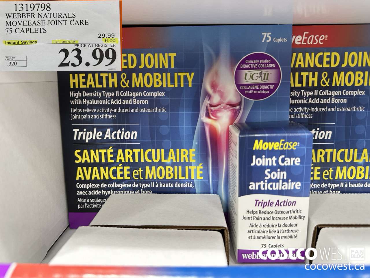 1319798 WEBBER NATURALS MOVEEASE TRIPLE ACTION JOINT 75 CAPLETS ($6.00 INSTANT SAVINGS EXPIRES ON 2024-07-28) $23.99