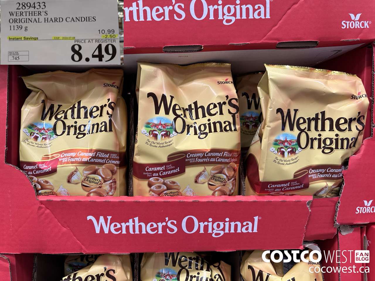 289433 WERTHER'S ORIGINAL HARD CANDIES 1139G ($2.50 INSTANT SAVINGS EXPIRES ON 2024-07-08) $8.49