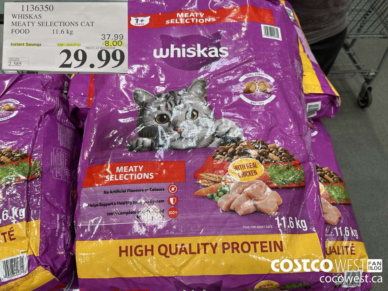 1136350 WHISKAS MEATY SELECTIONS CAT FOOD 11.6 kg ($8.00 INSTANT SAVINGS EXPIRES ON 2024-07-07) $29.99
