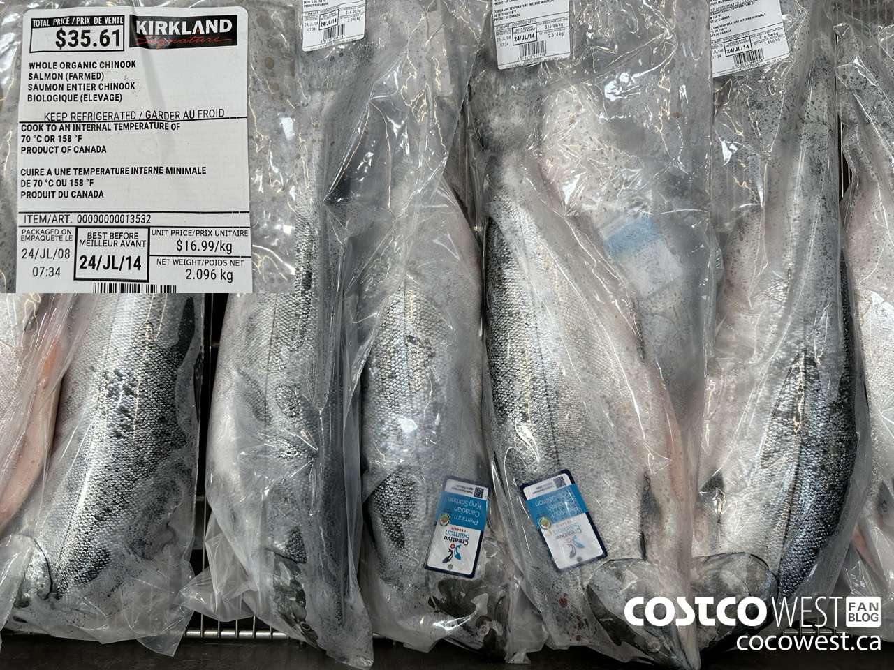 13532 WHOLE ORGANIC CHINOOK SALMON (FARMED) $16.99