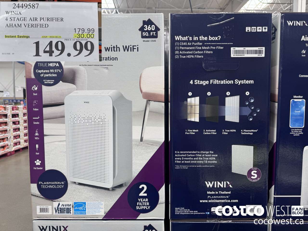 2449587 WINIX 4 STAGE AIR PURIFIER AHAM VERIFIED ($30.00 INSTANT SAVINGS EXPIRES ON 2024-08-23) $149.99