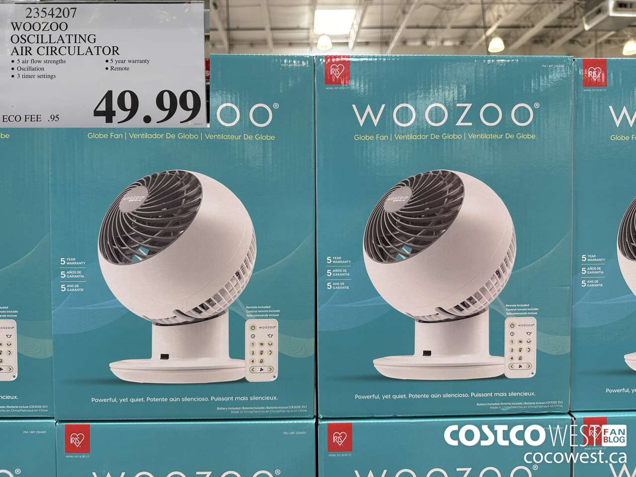 2354207 WOOZOO OSCILLATING AIR CIRCULATOR $49.99