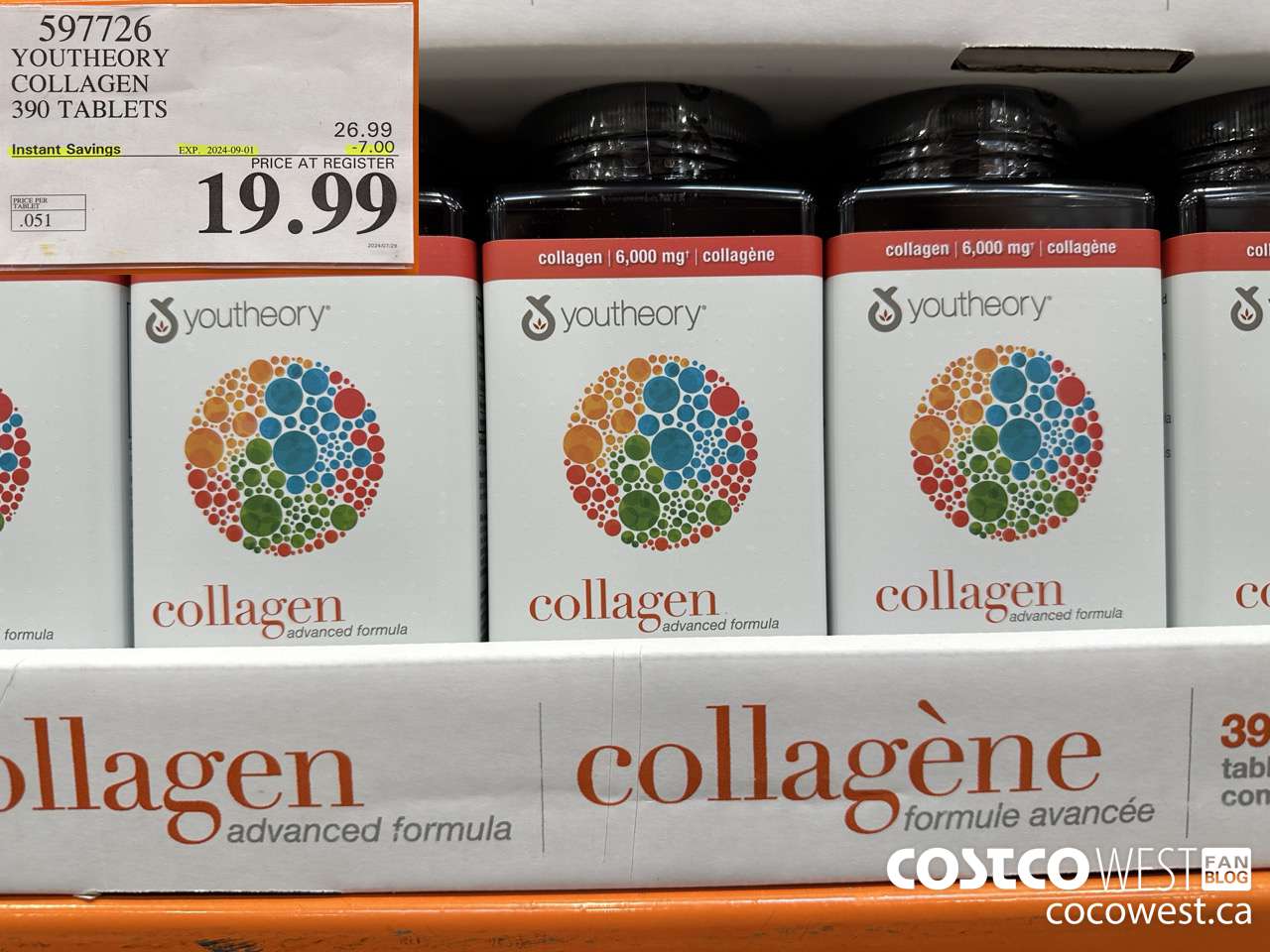 597726 YOUTHEORY COLLAGEN 390 TABLETS ($7.00 INSTANT SAVINGS EXPIRES ON 2024-09-01) $19.99