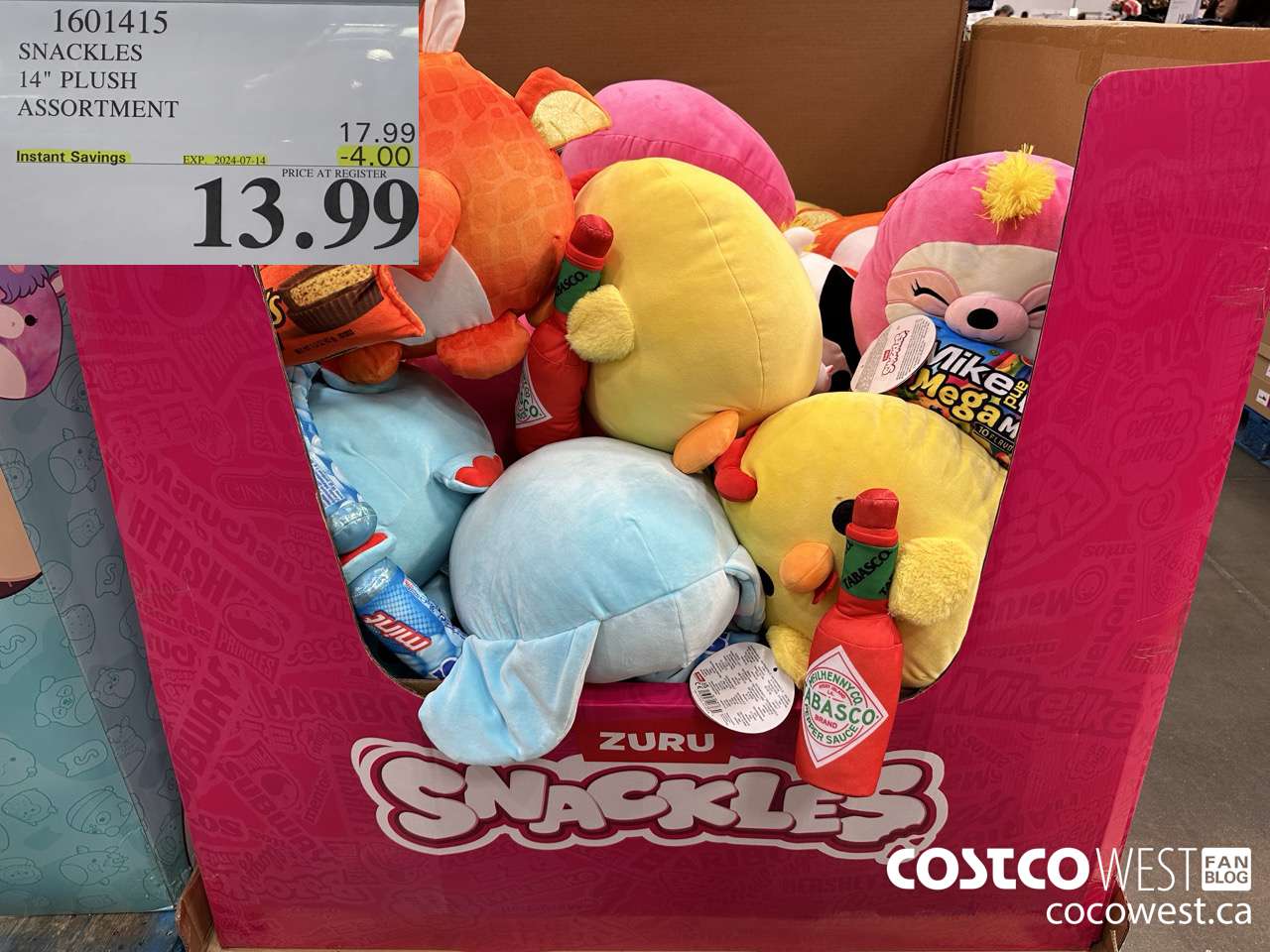 1601415 ZURU SNACKLES 14-INCH PLUSH ASSORTMENT  ($4.00 INSTANT SAVINGS EXPIRES ON 2024-07-14) $13.99