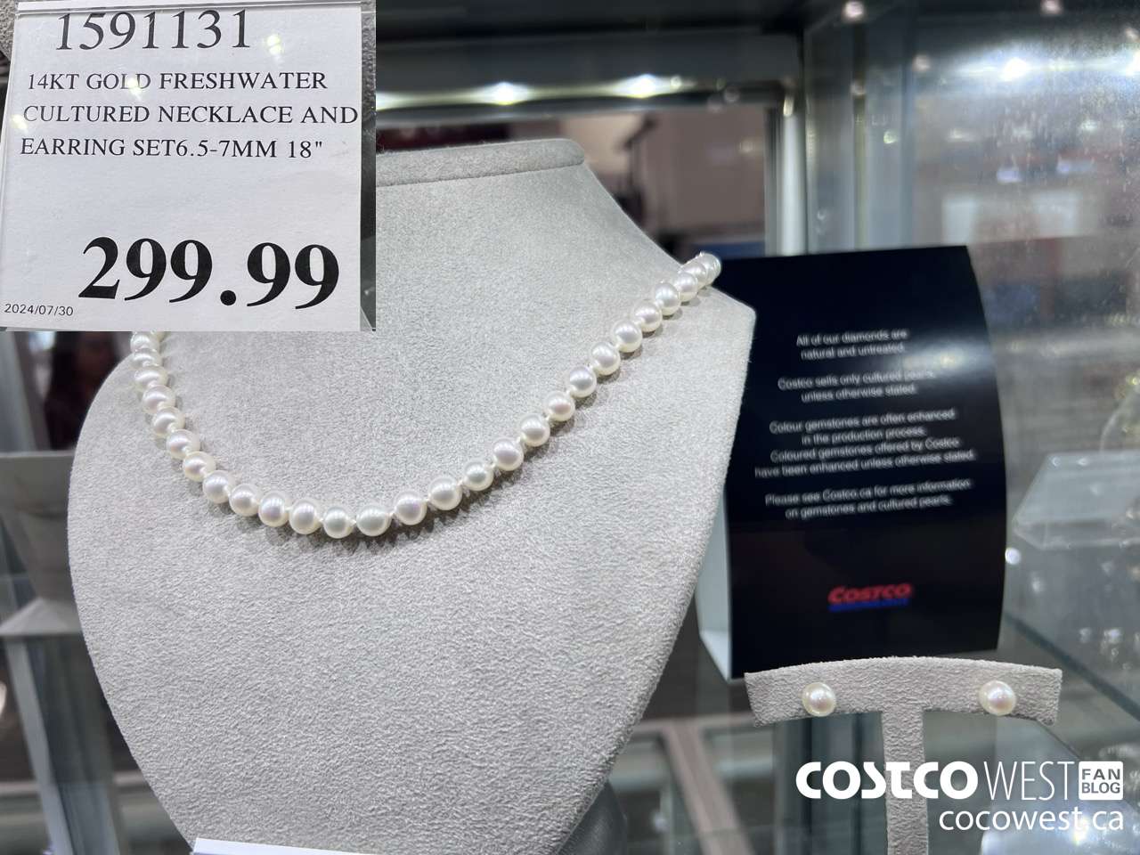 1591131 14KT GOLD FRESHWATER CULTURED NECKLACE AND EARRING SET 6.5-77MM 18