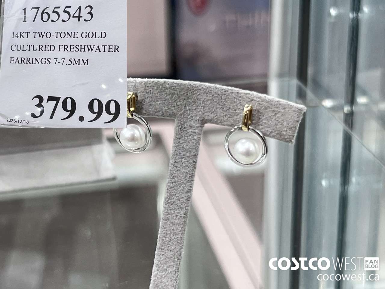 1765543 14KT TWO-TONE GOLD CULTURED FRESHWATER EARRINGS 7-7.5MM $379.99