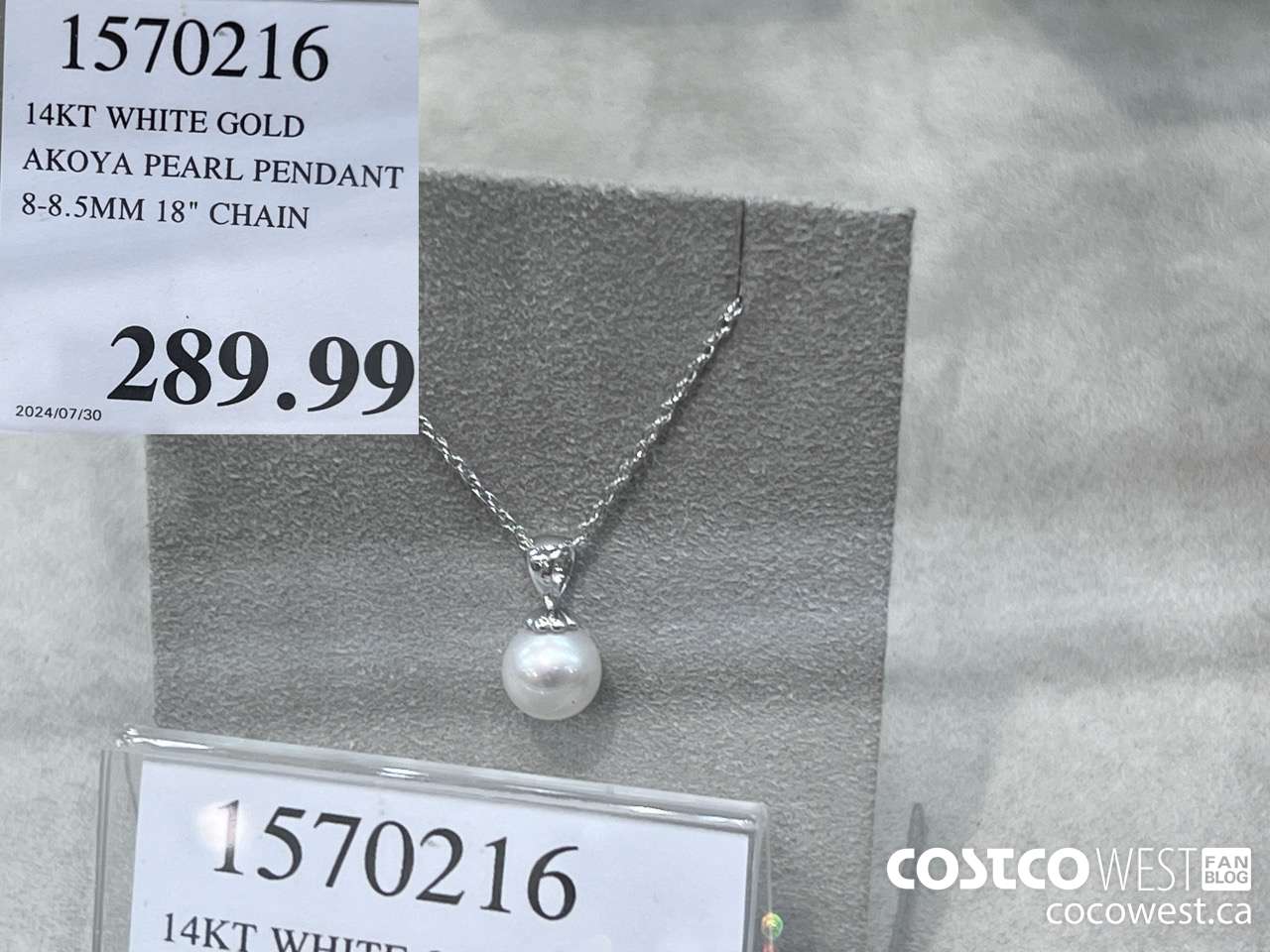 1570216 14KT WHITE GOLD AKOYA PEARL PENDANT 8-8.5MM 18